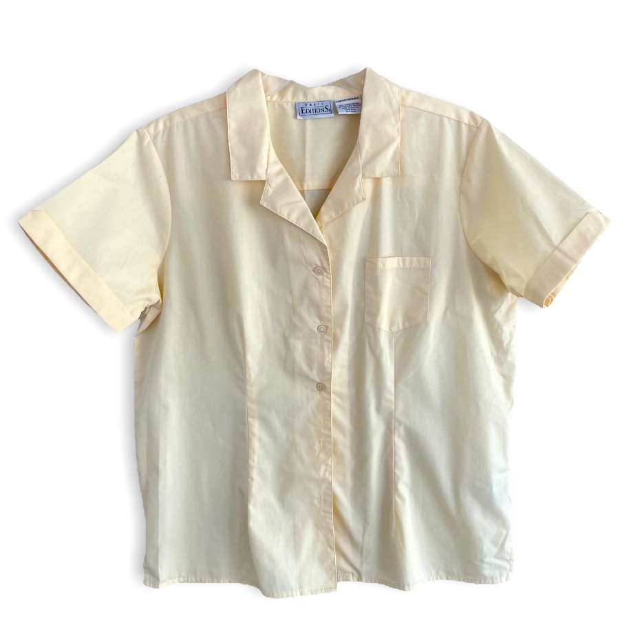 Basic Editons Butter Yellow Button Down Top